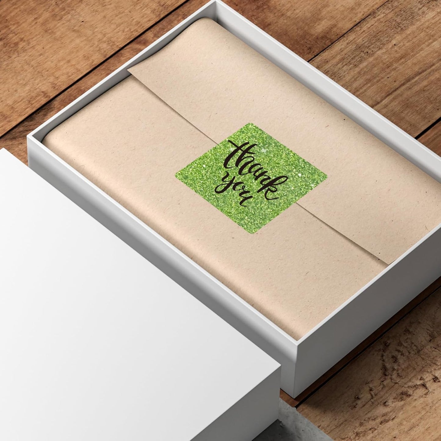 Square Holographic Thermal Labels Stickers, 2" x 2" Thermal Stickers Labels, Waterproof Glitter Direct Thermal Printer Label for Small Business- Holographic Green