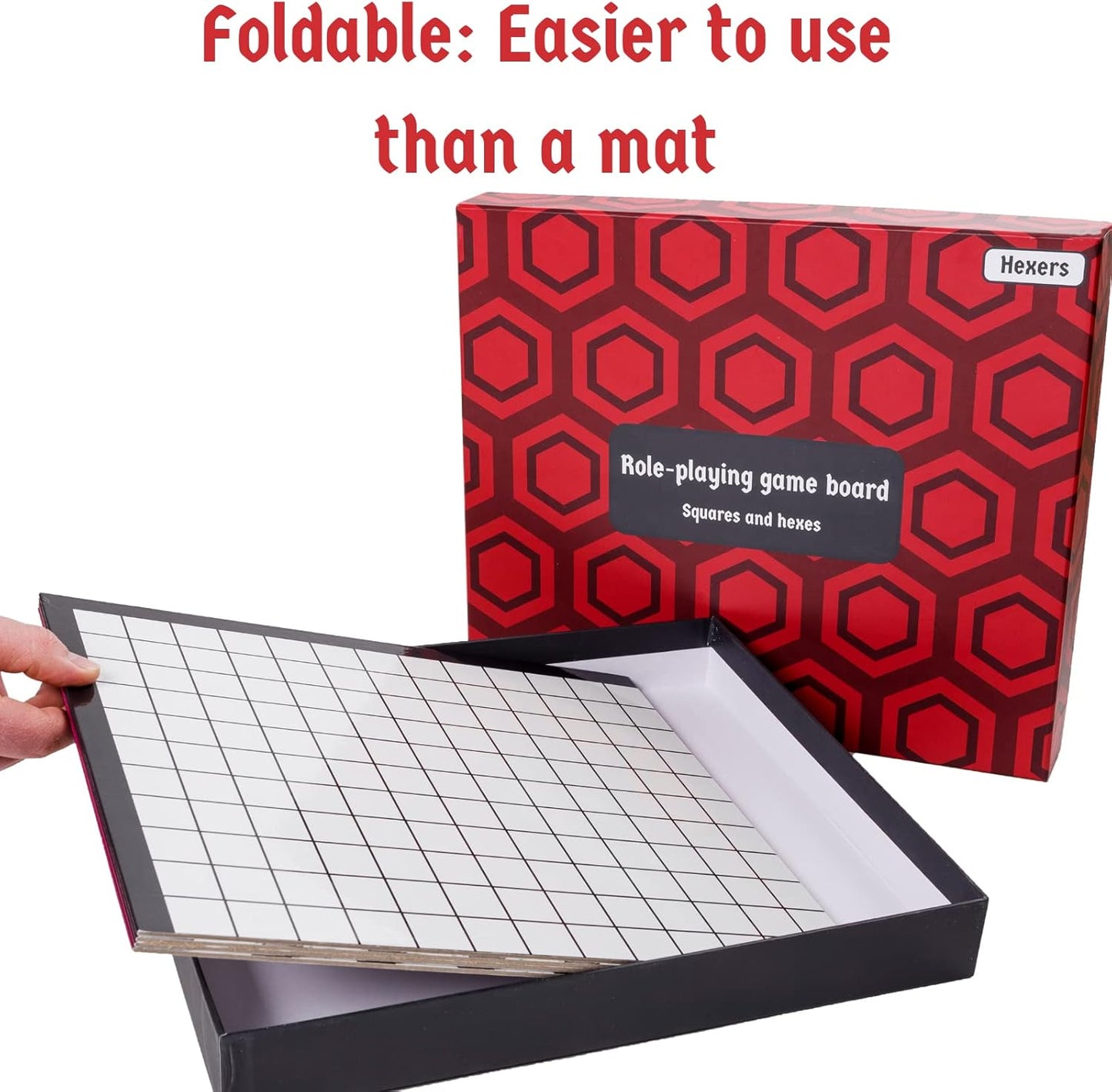 The Authentic Role-Playing Game Board by Hexers, Mat Alternative, Compatible with Dungeons and Dragons D&D DND Pathfinder RPG, 27x23 inches, 1 inch Square and Hexes Battle Grid, Foldable & Dry Erase
