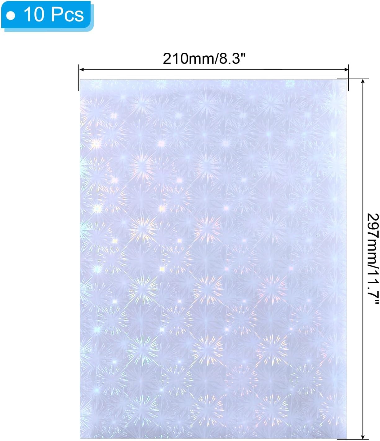 PATIKIL 11.7x8.3" Holographic Sticker Paper, 10Sheets A4 Polypropylene Self-Adhesive Transparent Waterproof Laminate Overlay Film for Photo Cards Scrapbook Decorations, Blossom