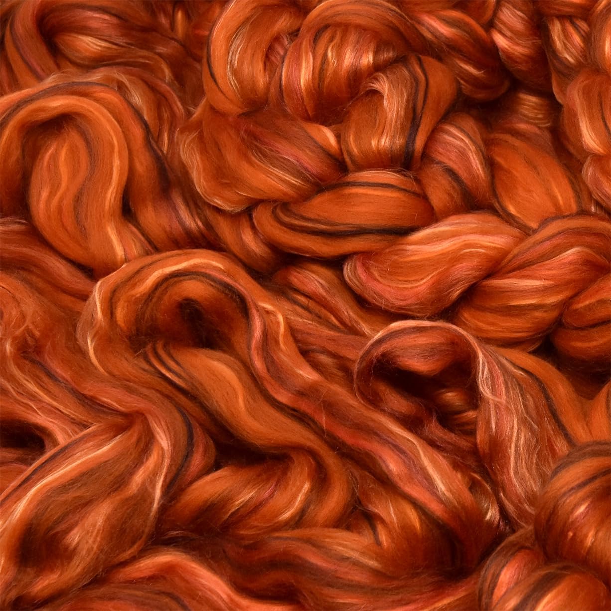 Living Dreams Yarn Merino Silk Luxe Tonal Designer Blend. Superfine Merino, Mulberry, Tussah Silk. Top Roving for Spinning or Felting. Amber Glow 4oz