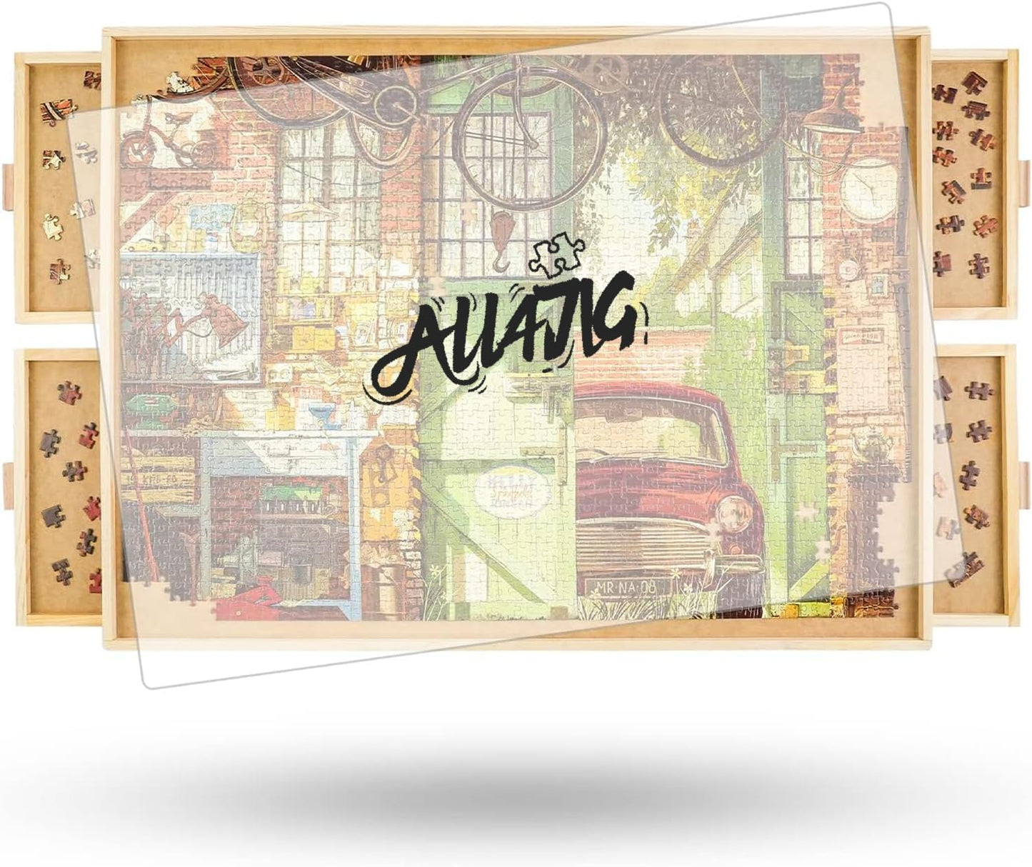 ALL4JIG 1000 Piece Rotating Puzzle Board with Drawers 22"x30"Portable Wooden Jigsaw Puzzle Table for Adults Portable,Lazy Susan Spinning Puzzle Boards Birthday Gift for mom