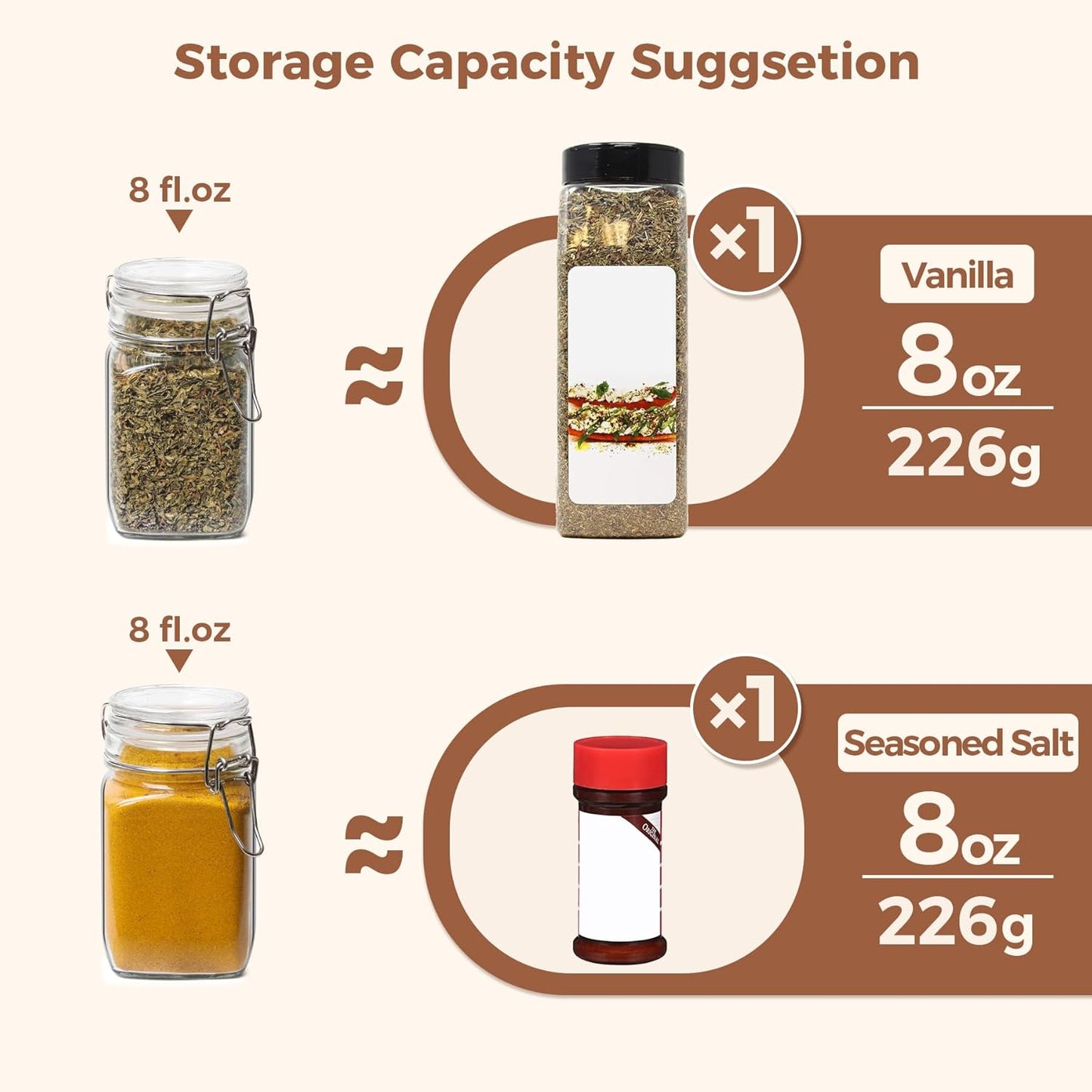 ComSaf Small Glass Jars with Airtight Lid Set of 12, Spice Jars 8 oz, Mason Jars 8 oz, Small Canning Jar, 8oz Jars with Lids for Kitchen, Jam, Jelly, Honey, Dessert, Salad, Shower Wedding Favors