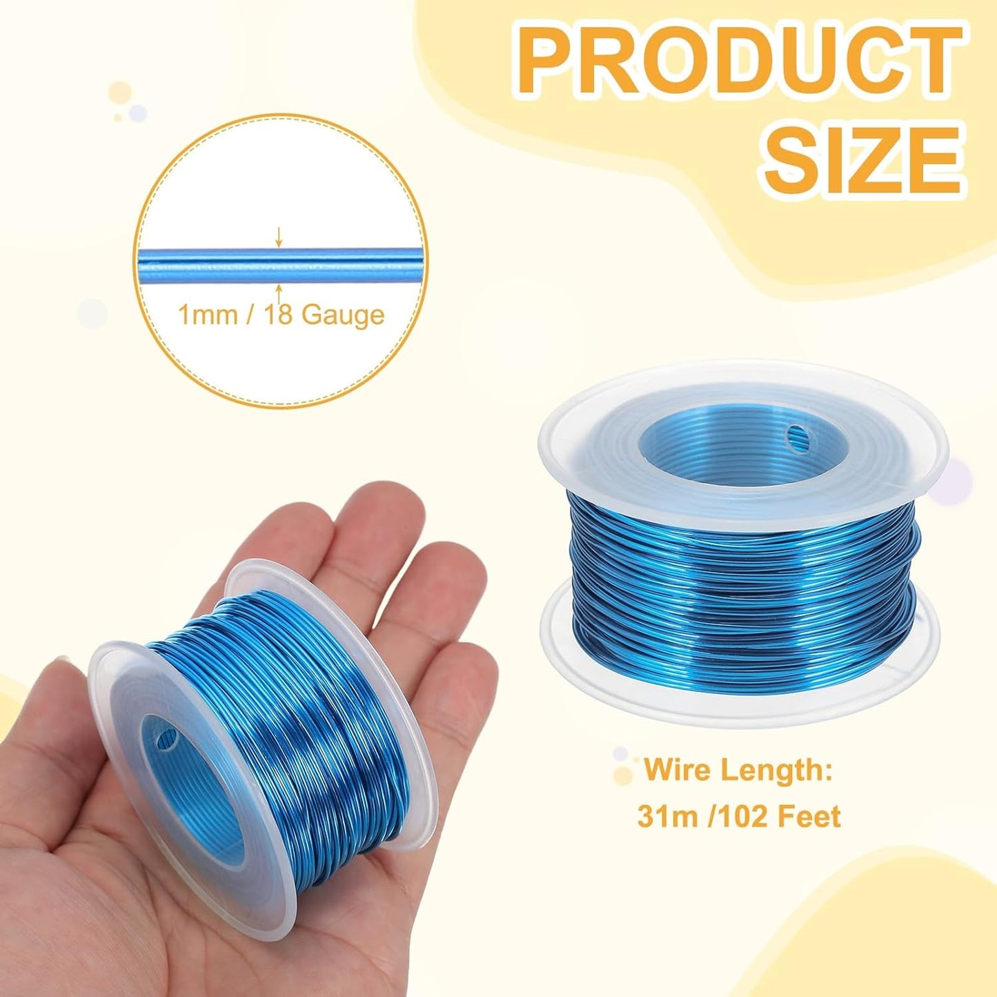 uxcell 18 Gauge / 1mm Anodized Aluminum Wire for Jewelry Craft Making, 102 Feet Bendable Flexible Wire for DIY Home Decor Gardening Sculpture, Blue