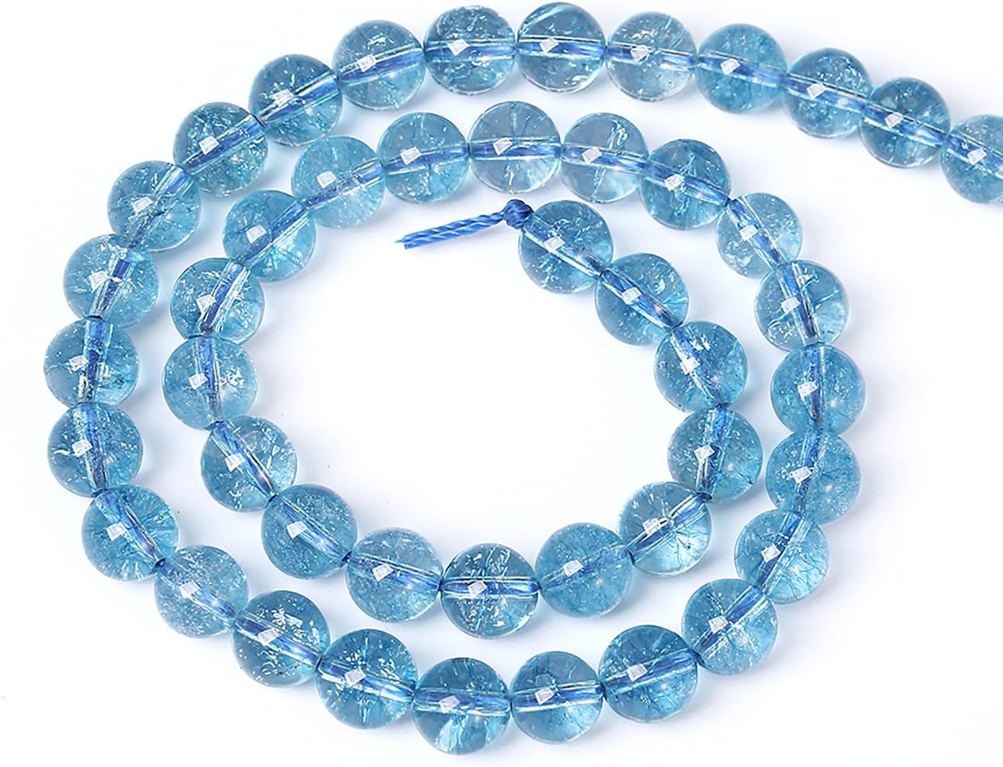 8mm 46pcs Blue Topaz Crystal Quartz Natural Stone Round Loose Beads for Jewelry Making DIY Bracelet Necklace Earrings