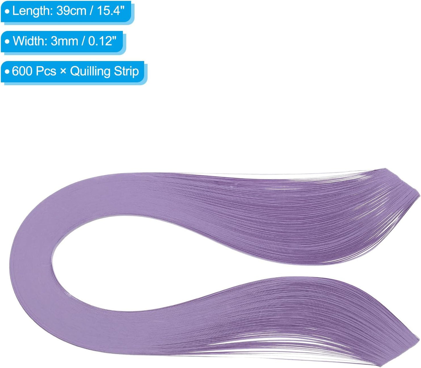 PATIKIL 600pcs Quilling Strips Paper 1/8"(3mm) 39cm Origami Paper Quilling Strip for Art DIY Hand Craft Christmas, Violet Purple