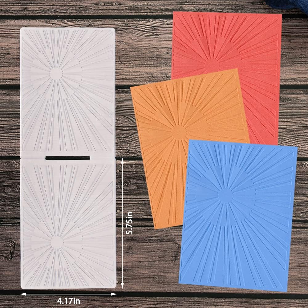 Hying 3-D Textured Impressions Background Embossing Folder, Radiate Line Pattern Plastic Embossing Folder Template for Card Making Scrapbooking Paper Craft Album Stamps DIY Décor