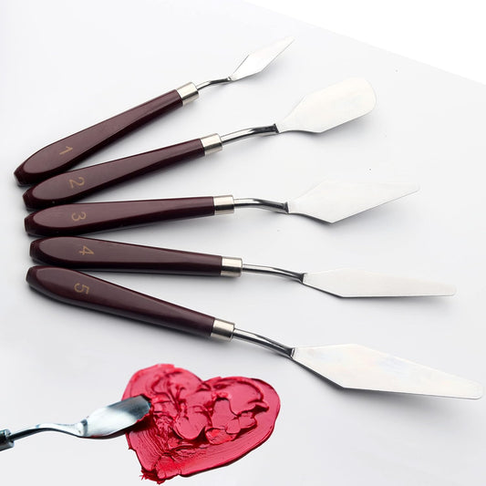 5 Piece Palette knifes Painting Knife Set for Oil, Acrylic Paint,Cake Decorating,Stainless Steel Pallet Knife Paint Knife Art Spatula for Various Types of Painting,ColorMixing,Smearing