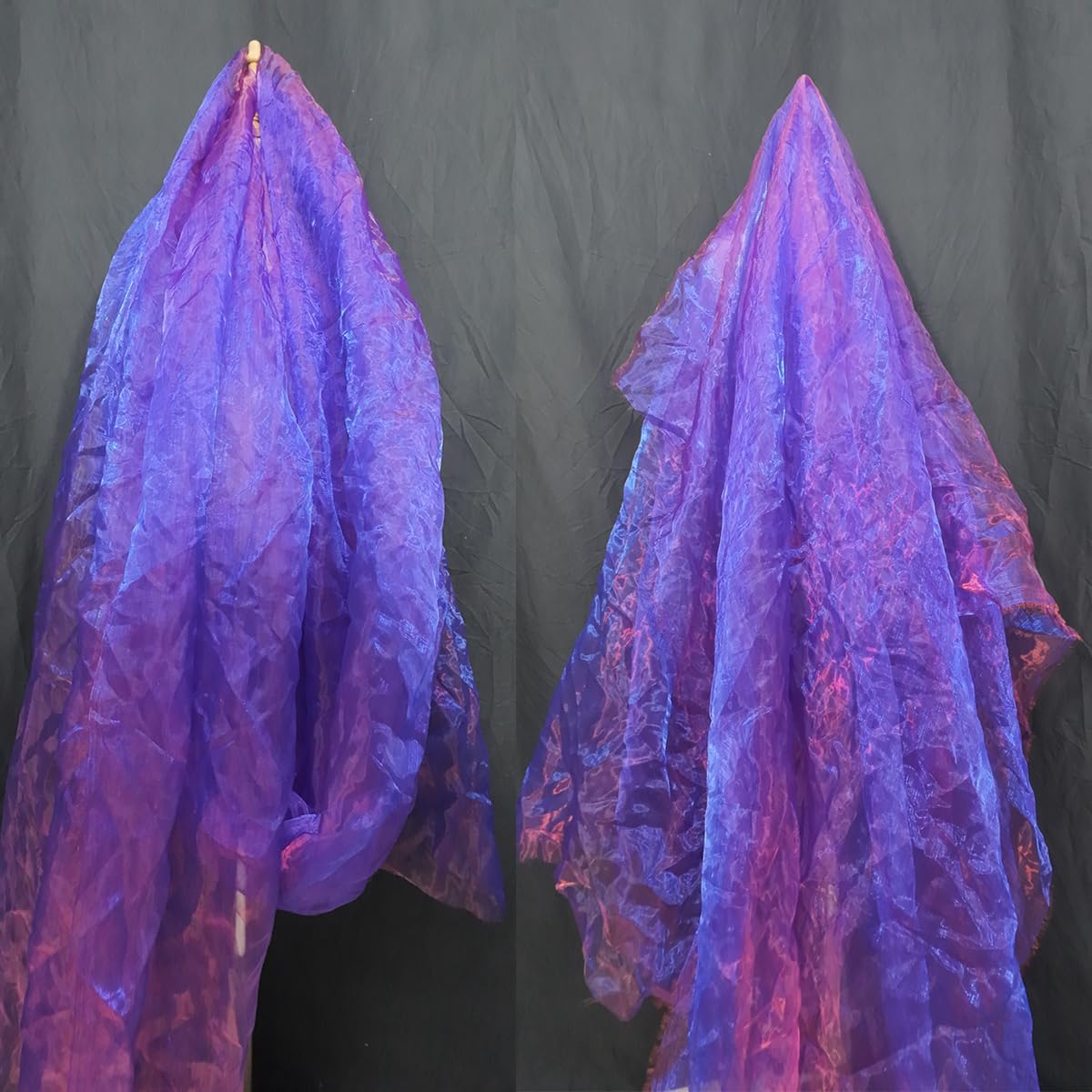 Two-Tone Iridescent Holographic Organza Fabric - 5.5 Yards by The Yard | Lightweight Sheer Tulle | for Wedding Dresses, Party Decor, DIY Crafts, Shiny Backdrops(Royal Blue with red)