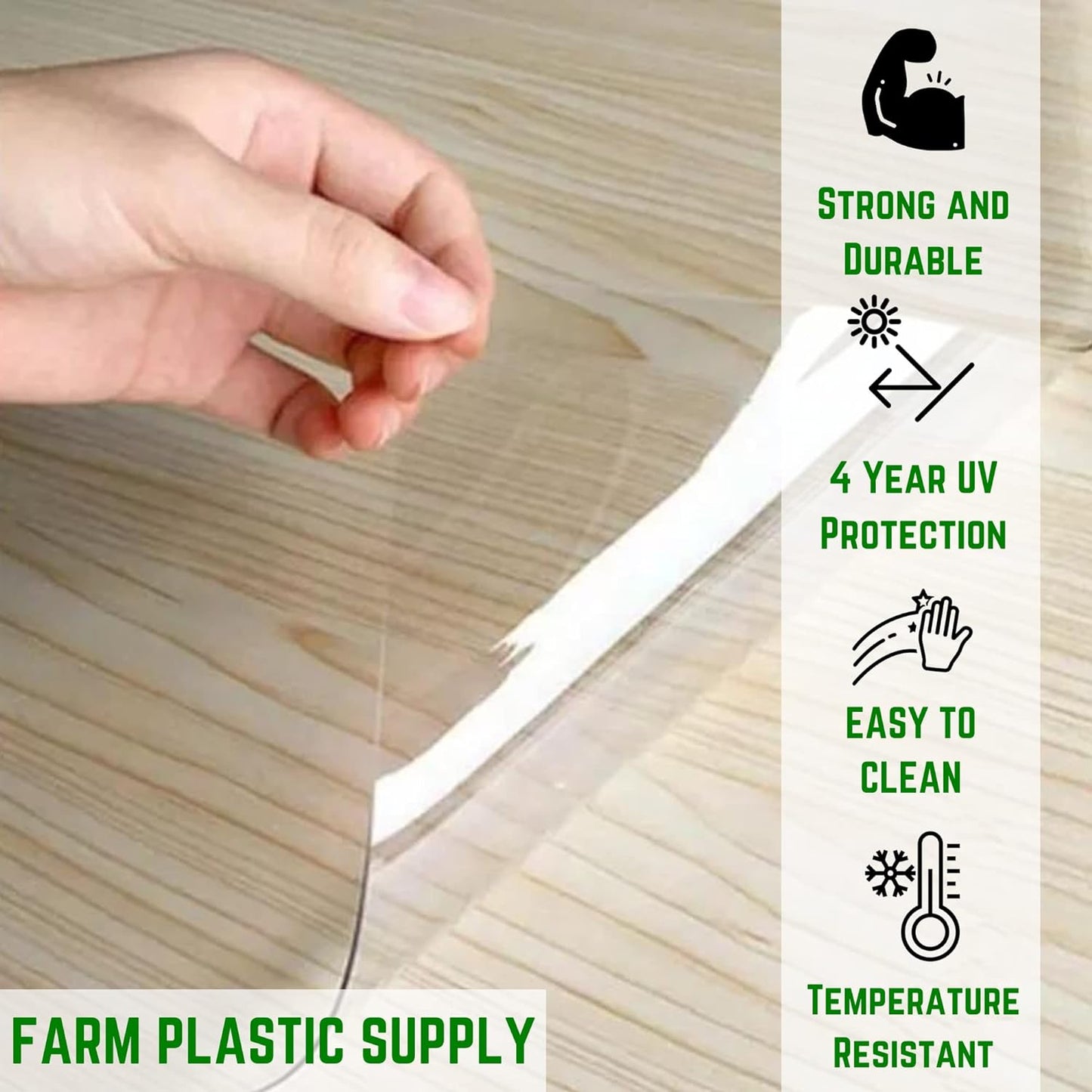 Farm Plastic Supply - Clear Vinyl Sheeting - 15 Mil - (4'6" x 50') - Vinyl Plastic Sheeting, Clear Vinyl Sheet for Storm Windows, Covering, Protection, Tablecloth Protector