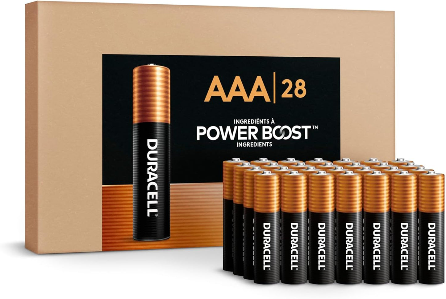 Duracell Coppertop AAA Alkaline Batteries with POWER BOOST Ingredients, 28 Count, Long-Lasting Alkaline in Re-closable Pack for Quick Access and Organized Storage