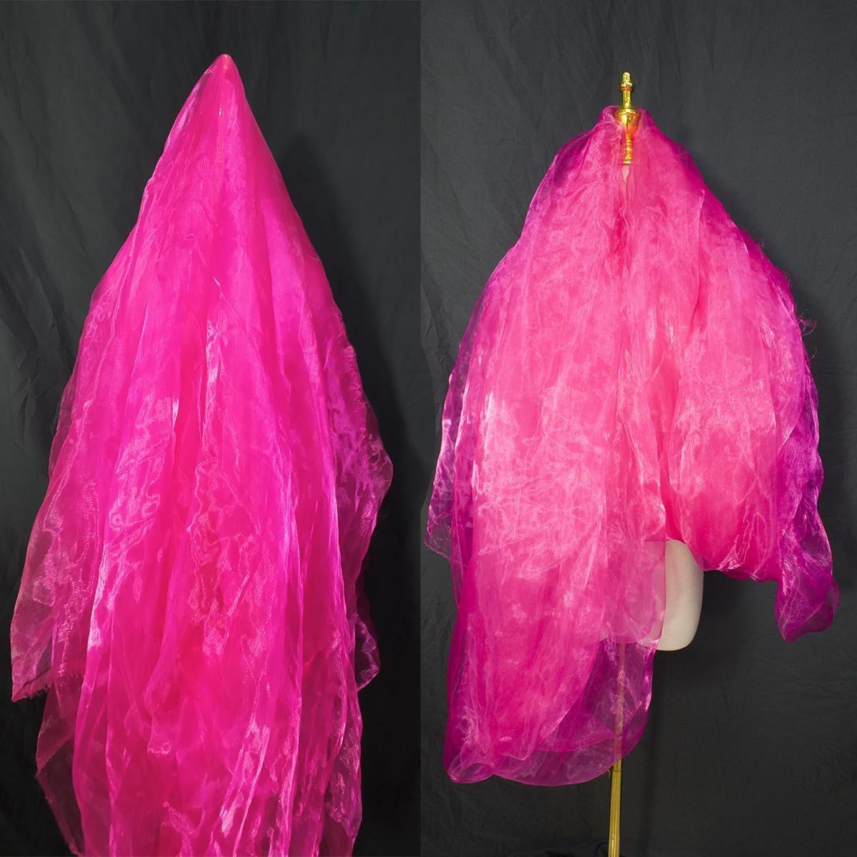Two-Tone Iridescent Holographic Organza Fabric - 11 Yards by The Yard | Lightweight Sheer Tulle | for Wedding Dresses, Party Decor, DIY Crafts, Shiny Backdrops(ICY Shimmery Magenta)