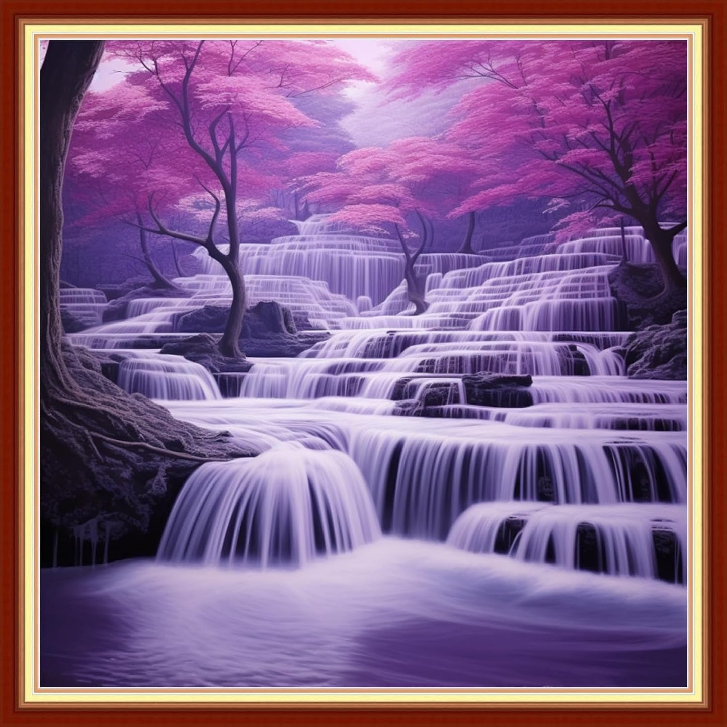 Artvxeay Cross Stitch Kits Stamped Full Range of Embroidery Starter Kits for Beginners Adults DIY 11CT Pre Printed Cross Stitch Kits - (Purple Maple Leaf Waterfall 18x18 inch)
