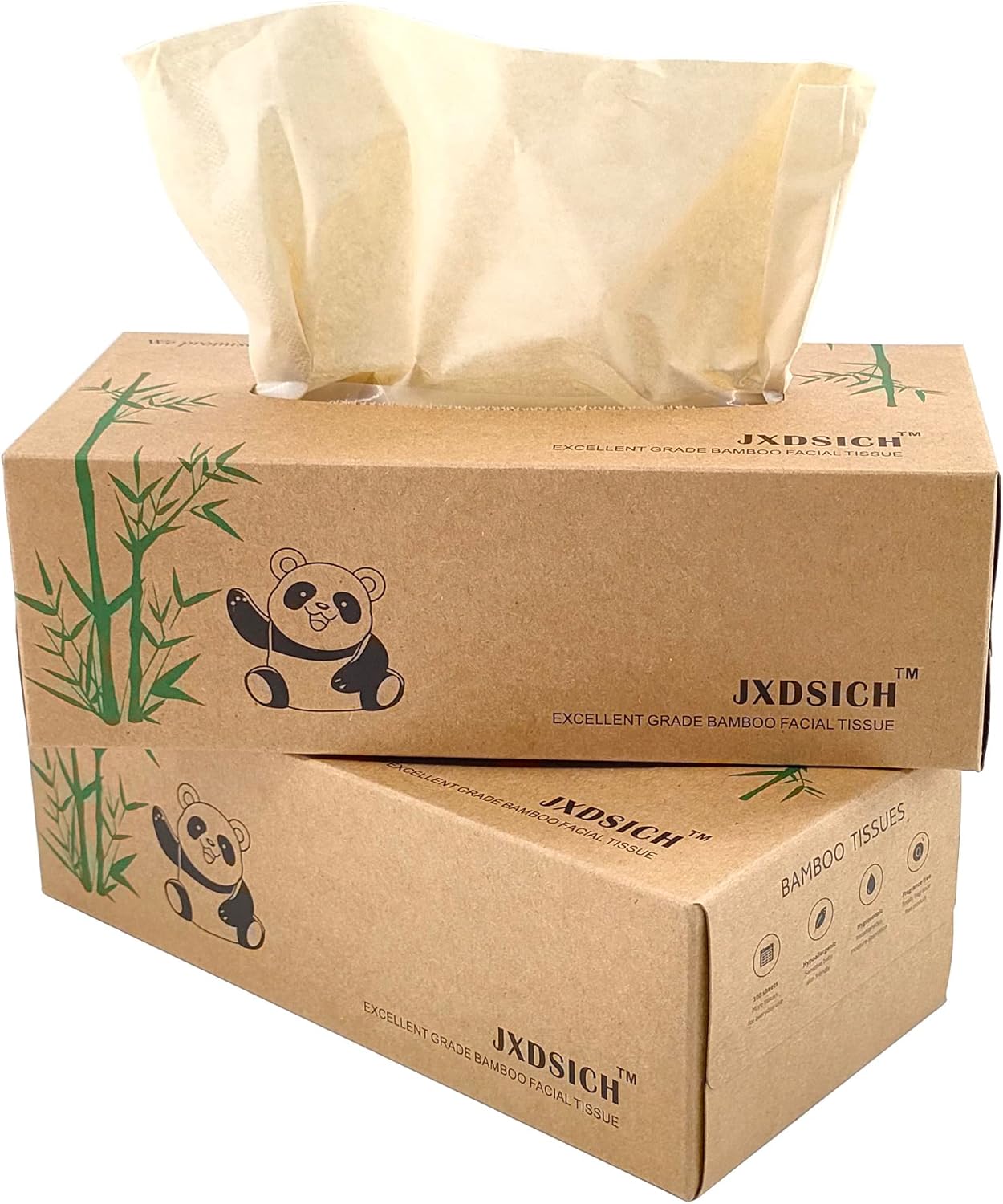 Bamboo Facial Tissues，soft nature bamboo facial tissue,100% virgin bamboo,Bulk carton of 8 boxes (100 Tissues per boxes,800 Tissues Total) | kraft paper Box, 3 Ply tissues