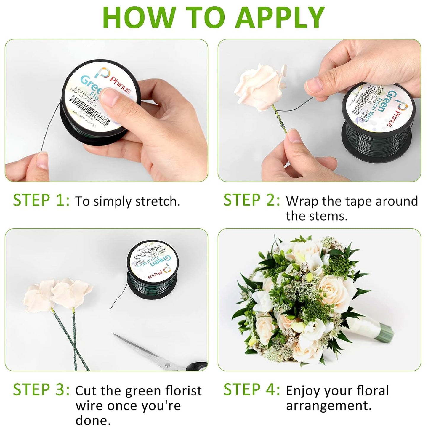 Floral Wire, 110 Yards 22 Gauge Green Florist Wires, Flexible Green Wire Paddle Wires for Crafts, Christmas Wreaths Tree, Garland and Floral Flower Arrangements