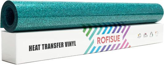 Agate Green Glitter HTV Heat Transfer Vinyl 12" x6FT Glitter Vinyl for T Shirts Easy to Cut and Weed Compatible with All Cutter Machines HTV Vinyl Iron on for Cricut (Agate Green, 12“x6FT)