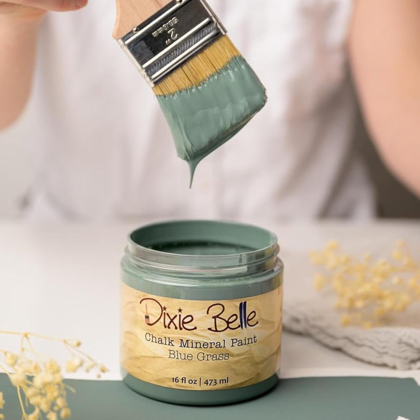 Dixie Belle Paint Company Chalk Finish Furniture Paint – Blue Grass (16oz) – Matte Chic Chalk Mineral DIY Furniture Paint