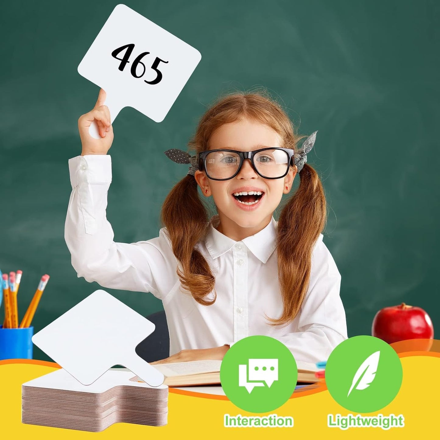 6 Pcs Dry Erase Answer Paddle 7 x 9 Inch Handheld Wooden White Board Double Sided Dry Erase Small Whiteboards for Students Classroom Games Party Auction Paddles for Bidding Meeting Voting(6)