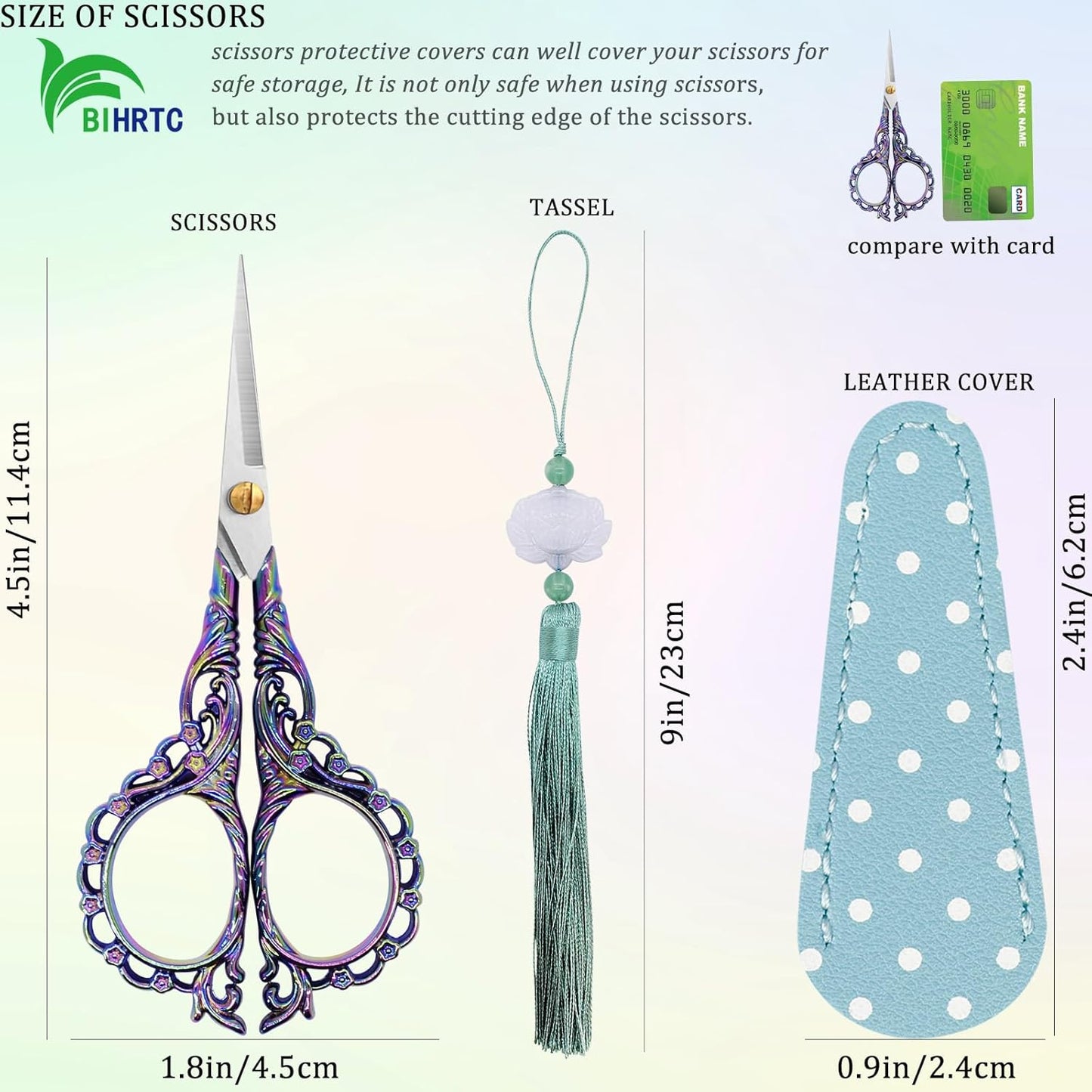 BIHRTC 4.5Inch Small Embroidery Scissors Stork Crane Scissor with Cover Tassel Bird Stainless Steel Tip Dressmaker Shears for Crafting Thread Cutting Sewing DIY Artwork Housework Cross