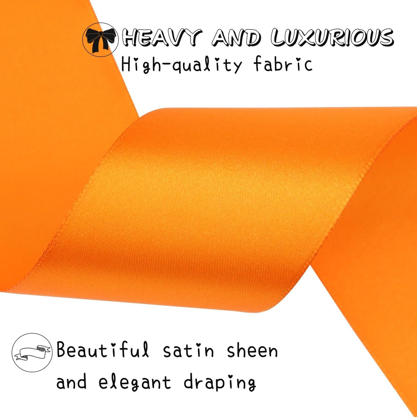 Orange Solid Satin Ribbon 2 Inch 25 Yards Solid Polyester Fabric Ribbon for Gift Wrapping Wedding Christmas Baby Shower Birthday Party Decoration Handmade Immortal Flower Craft