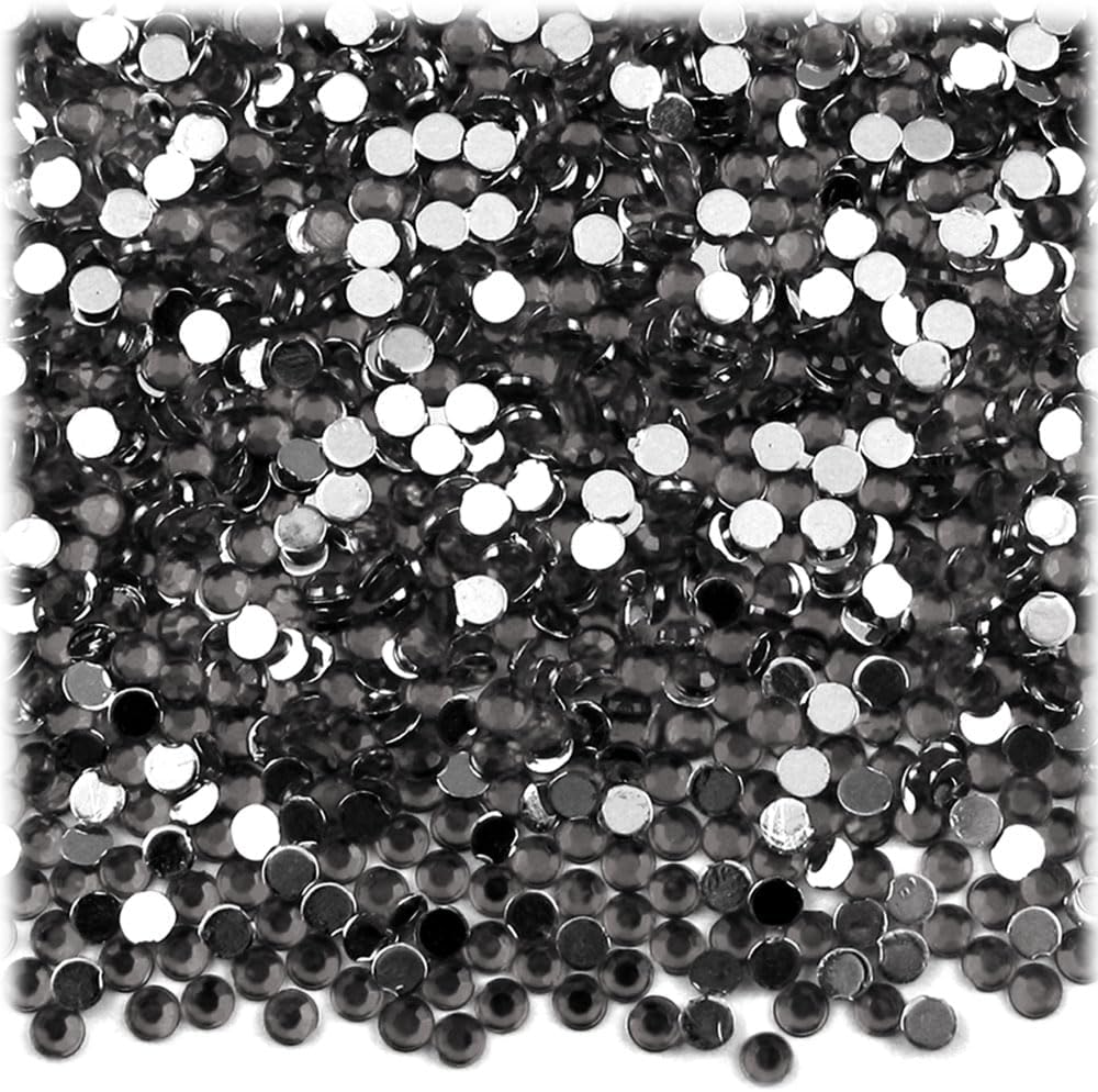 The Crafts Outlet 1,440pc Flatback Acrylic Rhinestones Round 3mm (10ss) Charcoal Gray