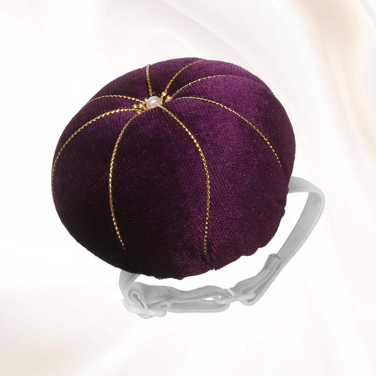 HARFINGTON Wrist Pin Cushion Wristband Sewing Pincushion Polyester Pin Holder Wearable Pumpkin Shaped Needles Wristband for Sewing Quilting Needlework DIY Crafts, Purple