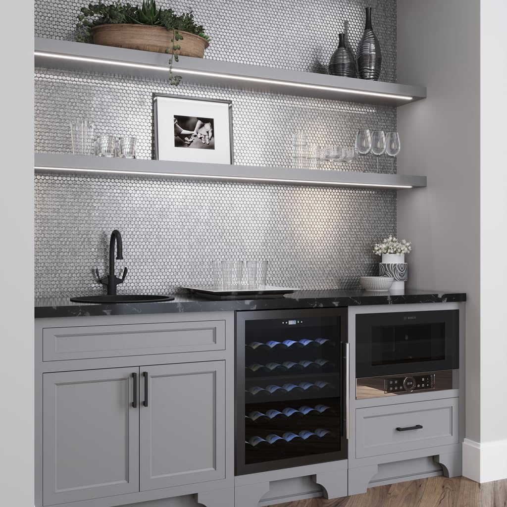 Glass Penny Round 1.03 sq ft/Piece Pack of 1,Silver Penny Round Mosaic Glass Tile – 12.2 x 12.2 Inch - Luxurious Design for Bathroom Walls, Kitchen Backsplash, Shower Walls - Elegant Wall Décor