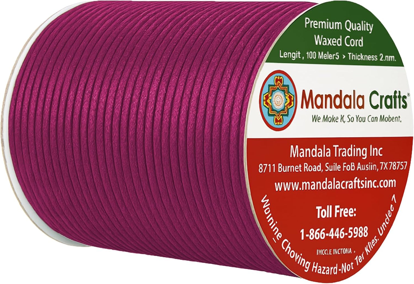 Mandala Crafts 2mm 109 Yards Dark Violet Cotton Waxed Cord for Jewelry Making Bracelet Cord Waxed String - Beading String Thread Jewelry Cords for Necklaces String