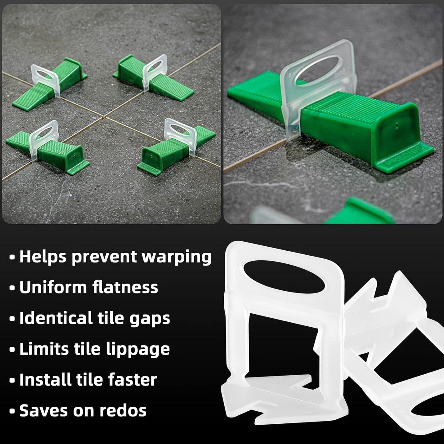 1/16” Tile Leveling System Spacers 2000 PCS Tile Leveling Clips Kit Prevent Tile lippage Leveler Spacers for DIY Professional Ceramic Tile and Stone Installation (1/16 IN, 2000)