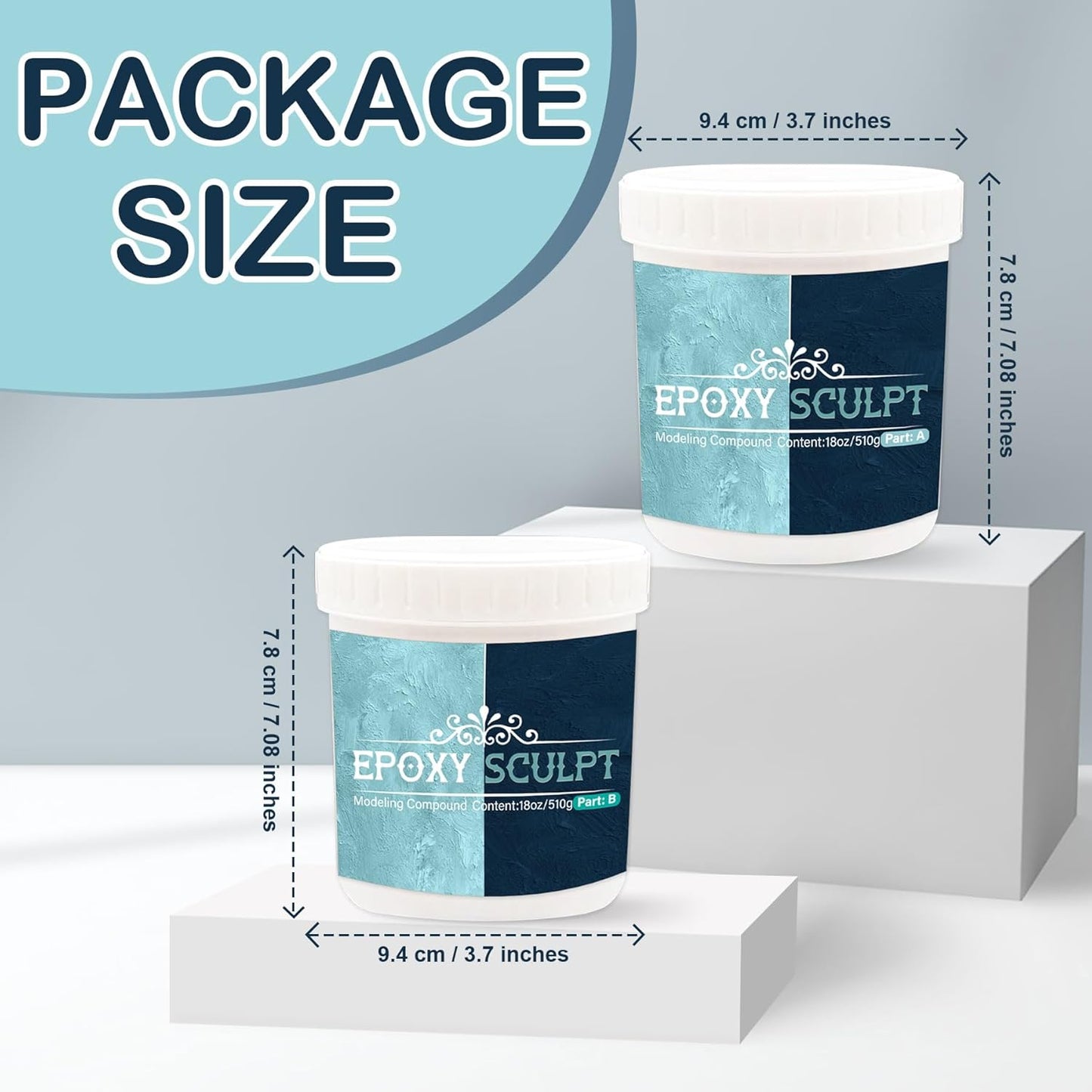 AB Epoxy Sculpt Clay, 2 Part Modeling Paste Clay Compound (A & B) 2 Pound, Epoxy Sculpture Clay for Sculpting, Modeling, Repairing, Filling and Retrofitting (White)