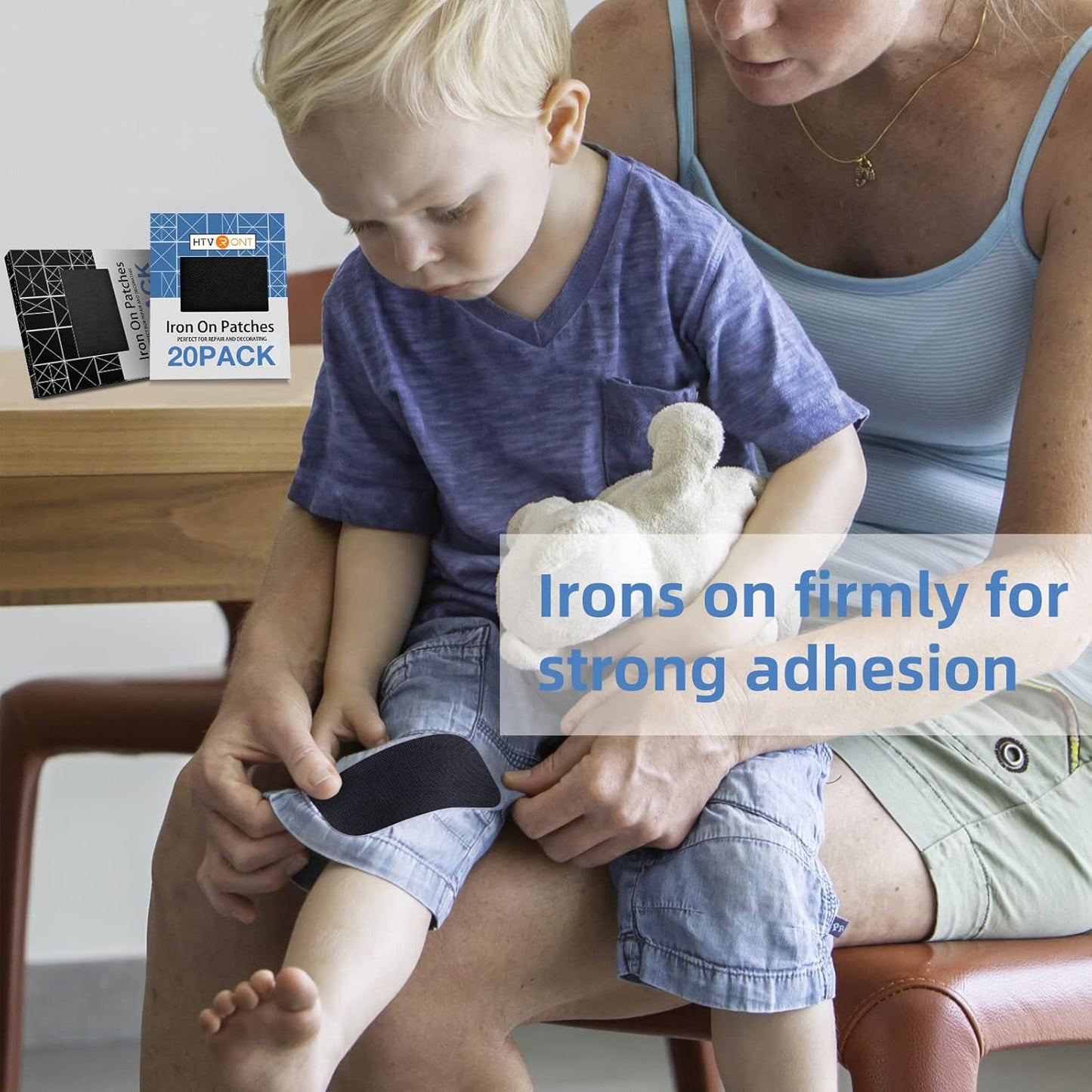 HTVRONT Iron on Patches for Clothing Repair, Fabric Patches Iron on for Denim Jean Repair Decorating Kit 20 Pieces Iron on Patch Size 3.7" by 4.9" (Classic Colors)