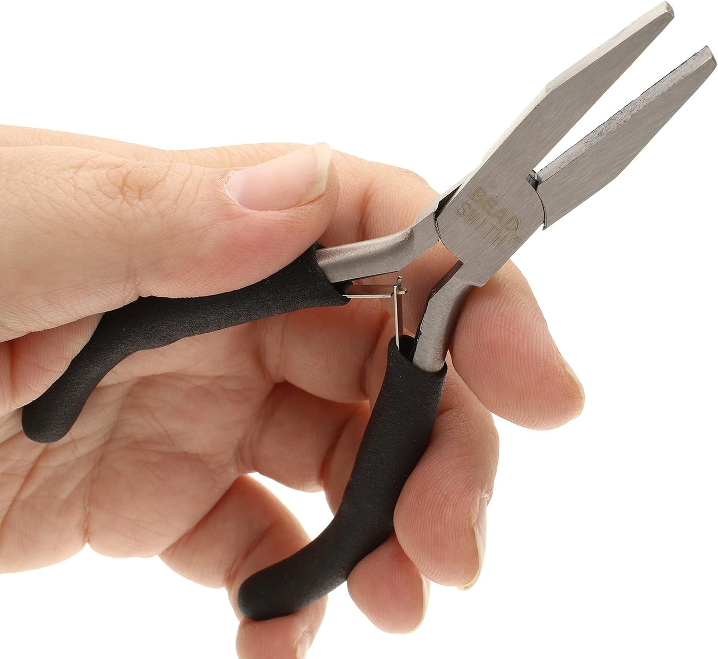 The Beadsmith Color-ID Flat Nose Plier – 5 inches (127mm) – Red Comfort Grip Handle – Polished Steel Head and Double-Leaf Spring - Tool for Jewelry Making