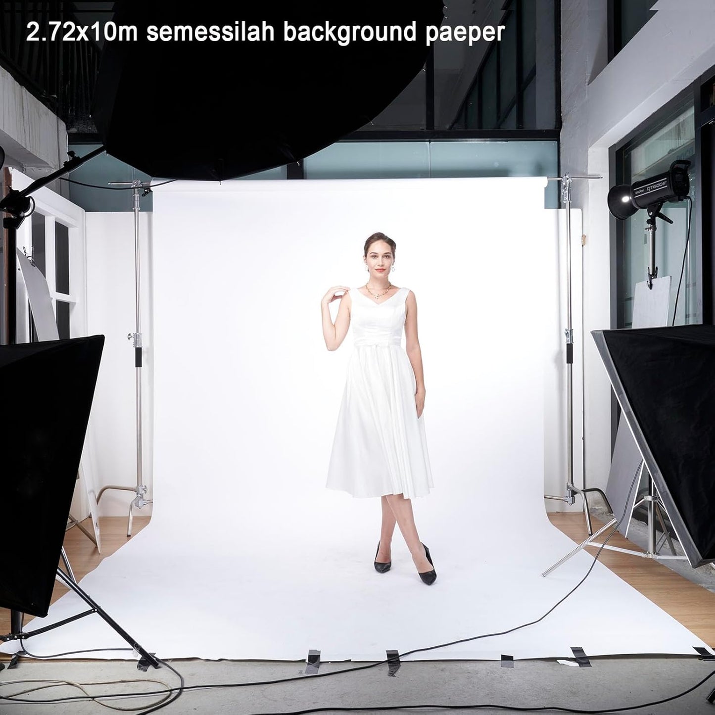 Seamless Photography Background Paper Roll, Blue Photo Paper Backdrop for Photography, Video and Streaming (Mardi Gras, 53" x16')