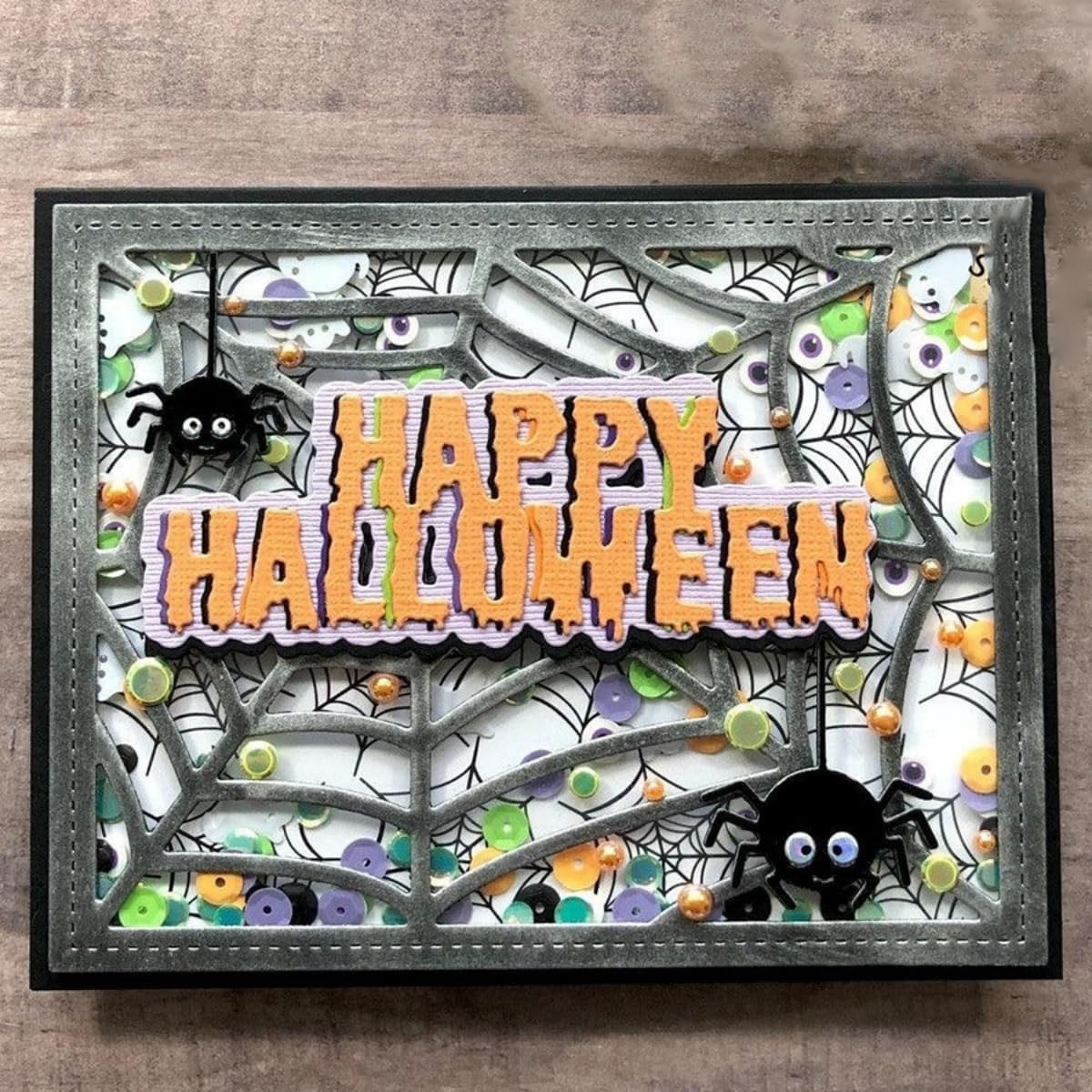 Cutting Dies Metal Stencils Scrapbooking Tools Flowers Lace Frame DIY Embossing Template for Paper Card Making Album Arts Crafts Supplies (Halloween Spider Web Frame-11.1x14.3cm)