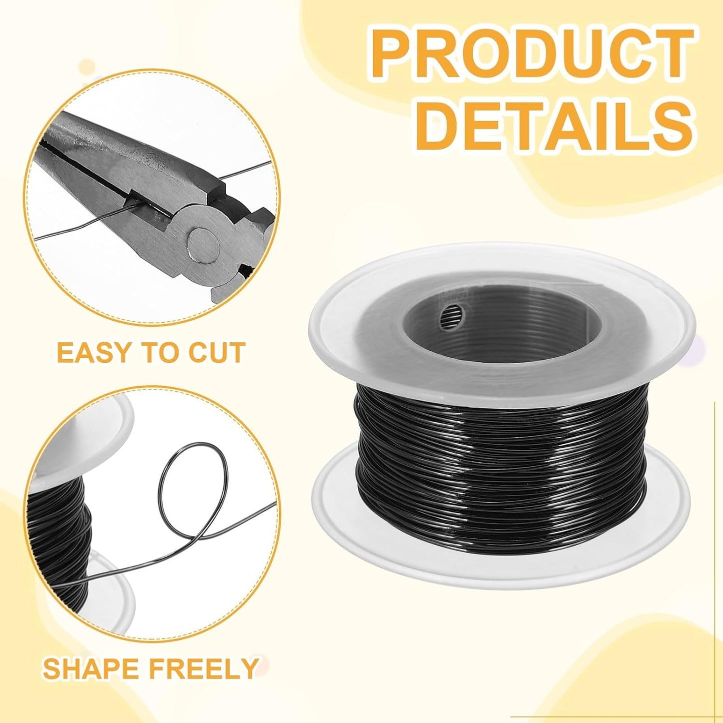 uxcell 20 Gauge / 0.8mm Anodized Aluminum Wire for Jewelry Craft Making, 102 Feet Bendable Flexible Wire for DIY Home Decor Gardening Sculpture, Black