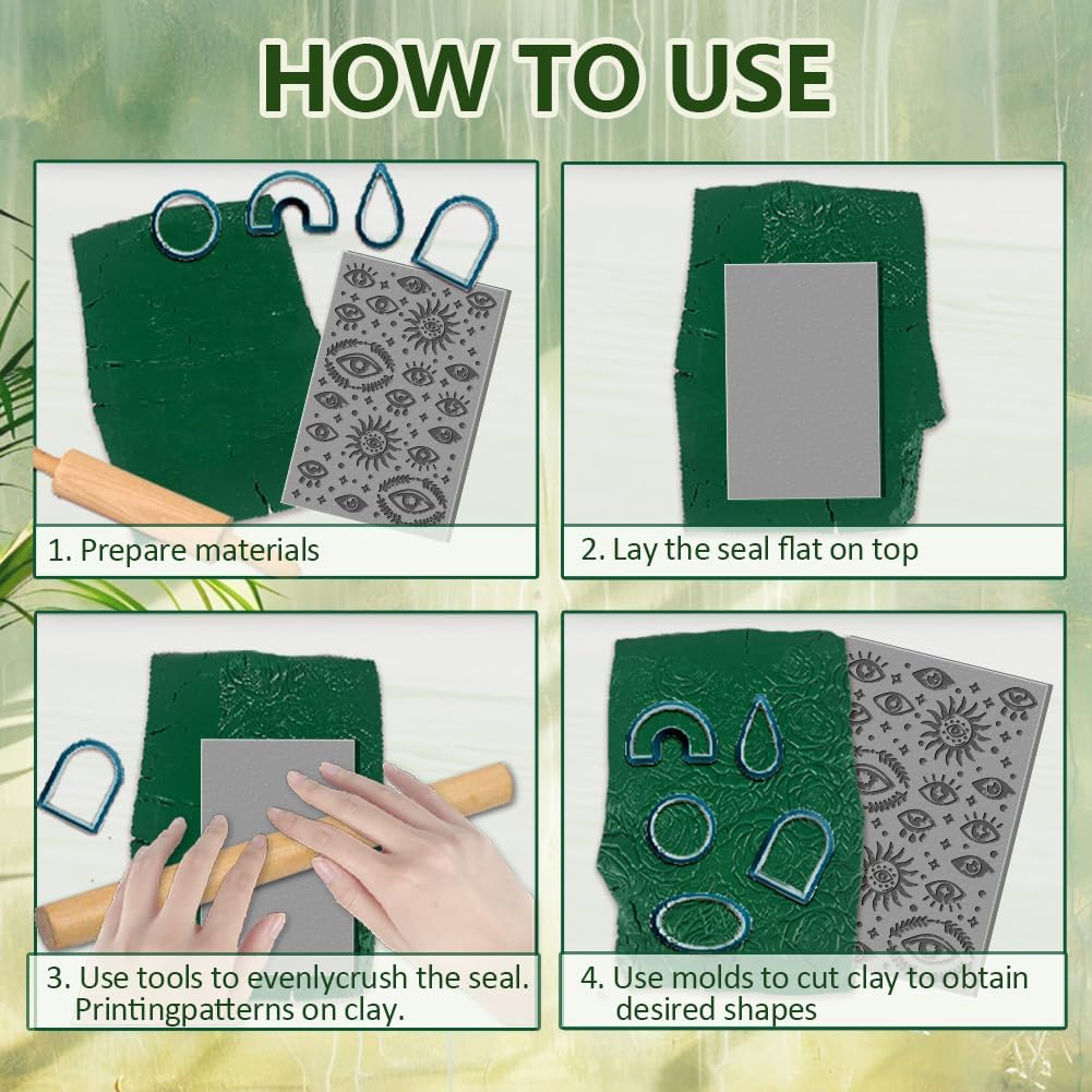 CHGCRAFT 16 Sheets Bee and Butterfly Clay Texture Mat Cowboy Pattern Polymer Clay Texture Sheets DIY Tools for Pottery Earring Jewelry Making Stamp Engraving Machines, 4x2.6inch