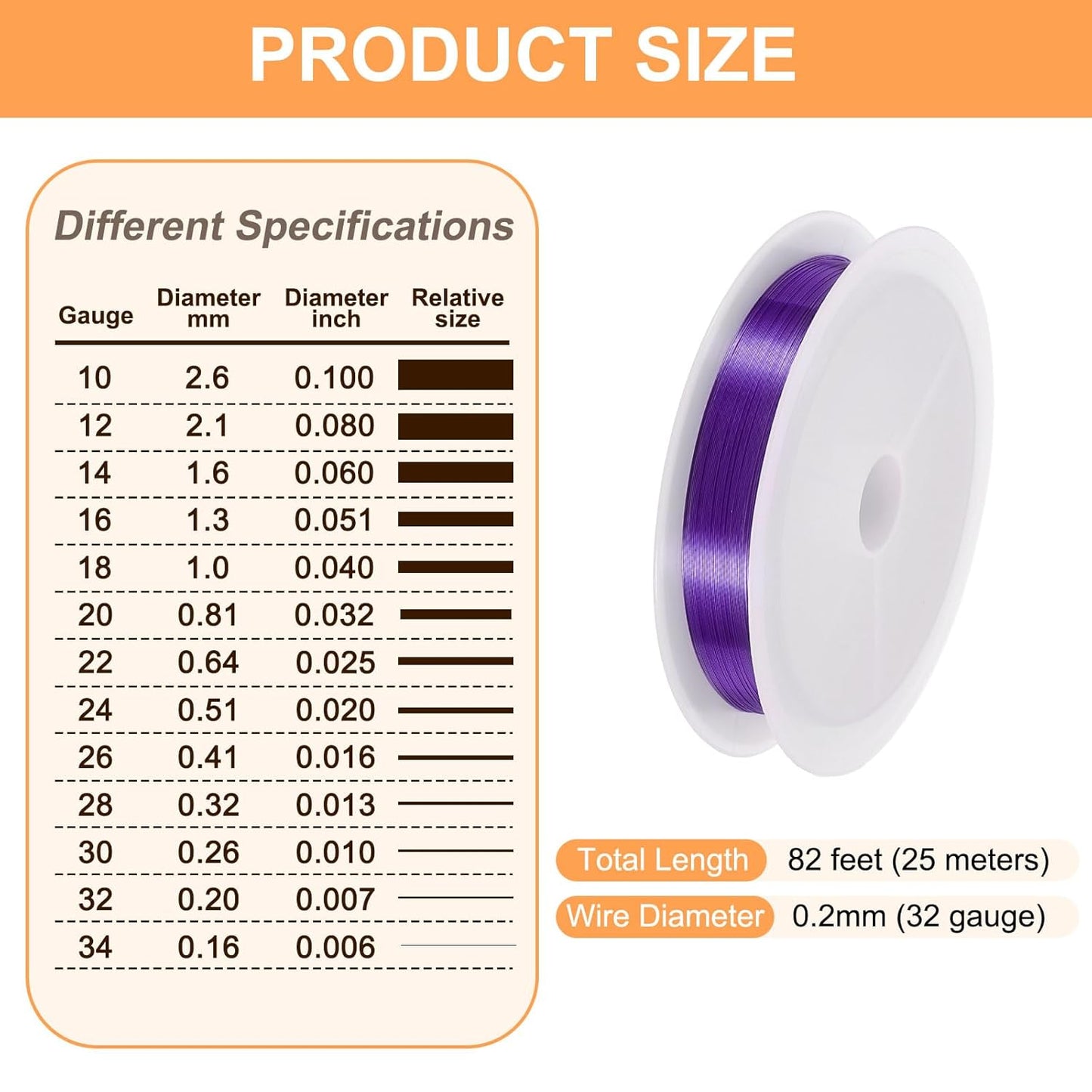 HARFINGTON 82ft Jewelry Wire, 32 Gauge (0.2mm) Brass Craft Soft Metal Tarnish Resistant Copper Beading Wire for Jewelry Making Supplies Crafting, Purple