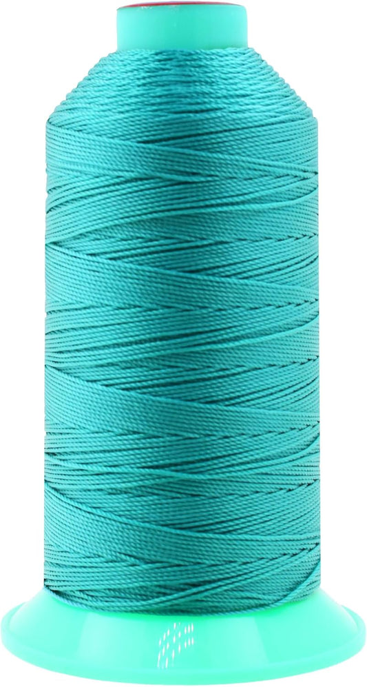 Mandala Crafts Bonded Nylon Thread Turquoise Heavy Duty Sewing Threads - 415 YDs Size 346 210D T350 Tex 350 Thread for Leather Jeans Weaving Outdoor Marine Upholstery Threads
