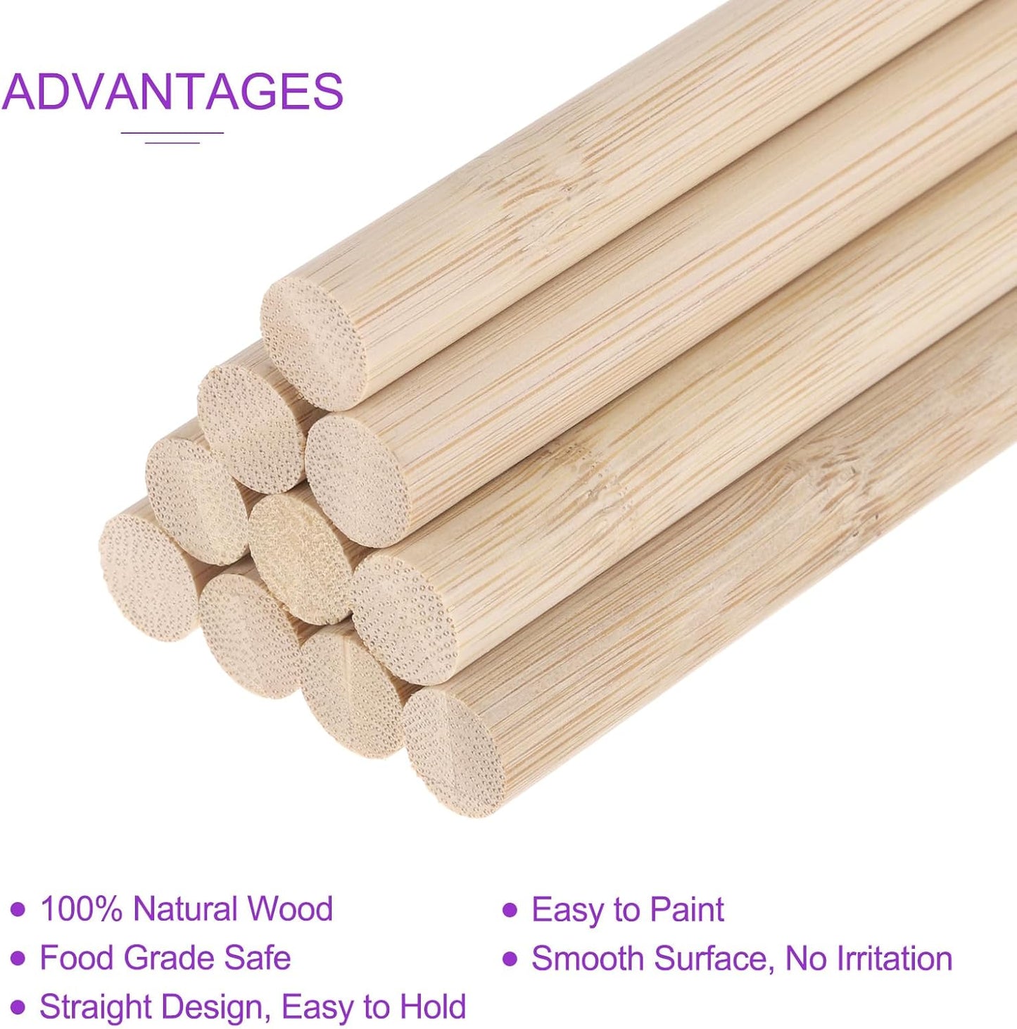 DMiotech 50 Pack 1/2" x 6" Wooden Dowel Rods Unfinished Natural Sticks Wood Craft Sticks for Home Decor Projects and Making DIY Craft,Wood Color
