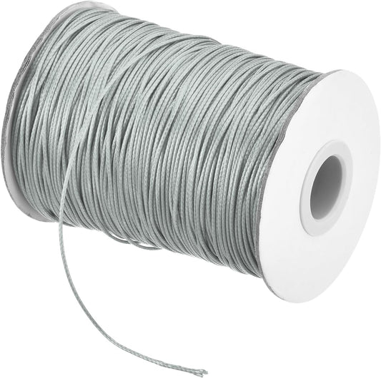 MECCANIXITY Waxed Cord 0.8mm Waxed Polyester Cord 175 Yard Wax String for Bracelet Making,Necklaces, Beading,Jewelry Making and DIY Crafts(Light Gray)