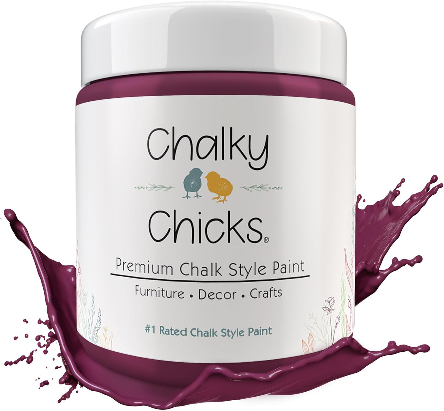 Chalky Chicks All-in-One Chalk Paint for Furniture or Cabinet - 8 Fl Oz - Matte Finish Logan Berry (Plum) for Metal, Wood Furniture Paint - No Sanding All-in-One for Home Decor & Crafts, USA Made