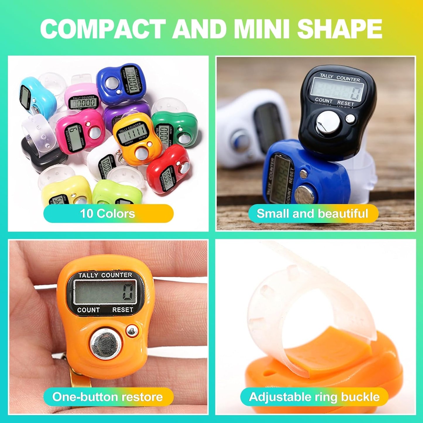 Digital Finger Clicker Counter - 5-Digit LCD Handheld Tally for Lap/Pitch/Knitting/Crochet/People Counting - Multi-Function Device for Classroom, Sports & Events