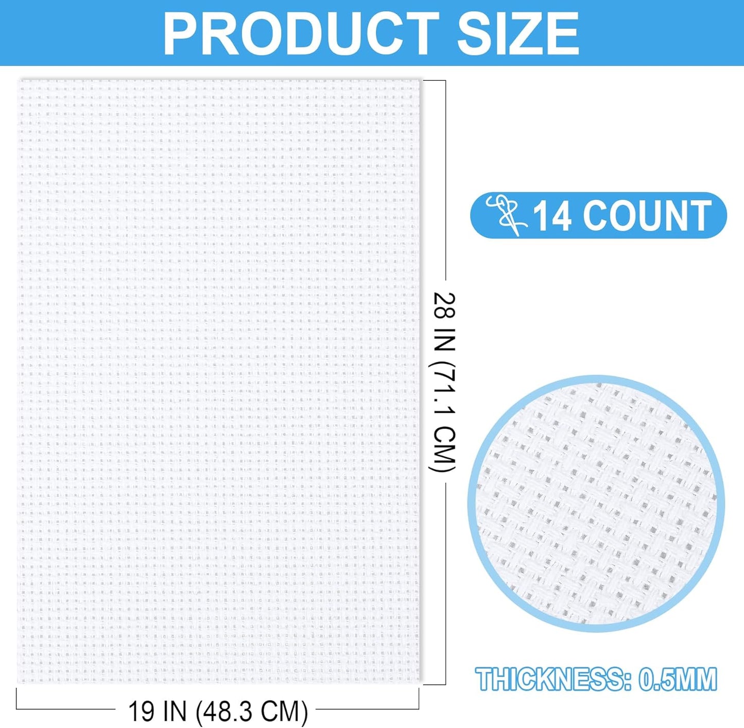 Cross Stitch Fabric 14 Count Aida Cloth 28 x 19 Inch Large Size Classic Reserve Cross Stitch Supplies Embroidery Fabric for Home DIY Craft Decoration Handmade, White