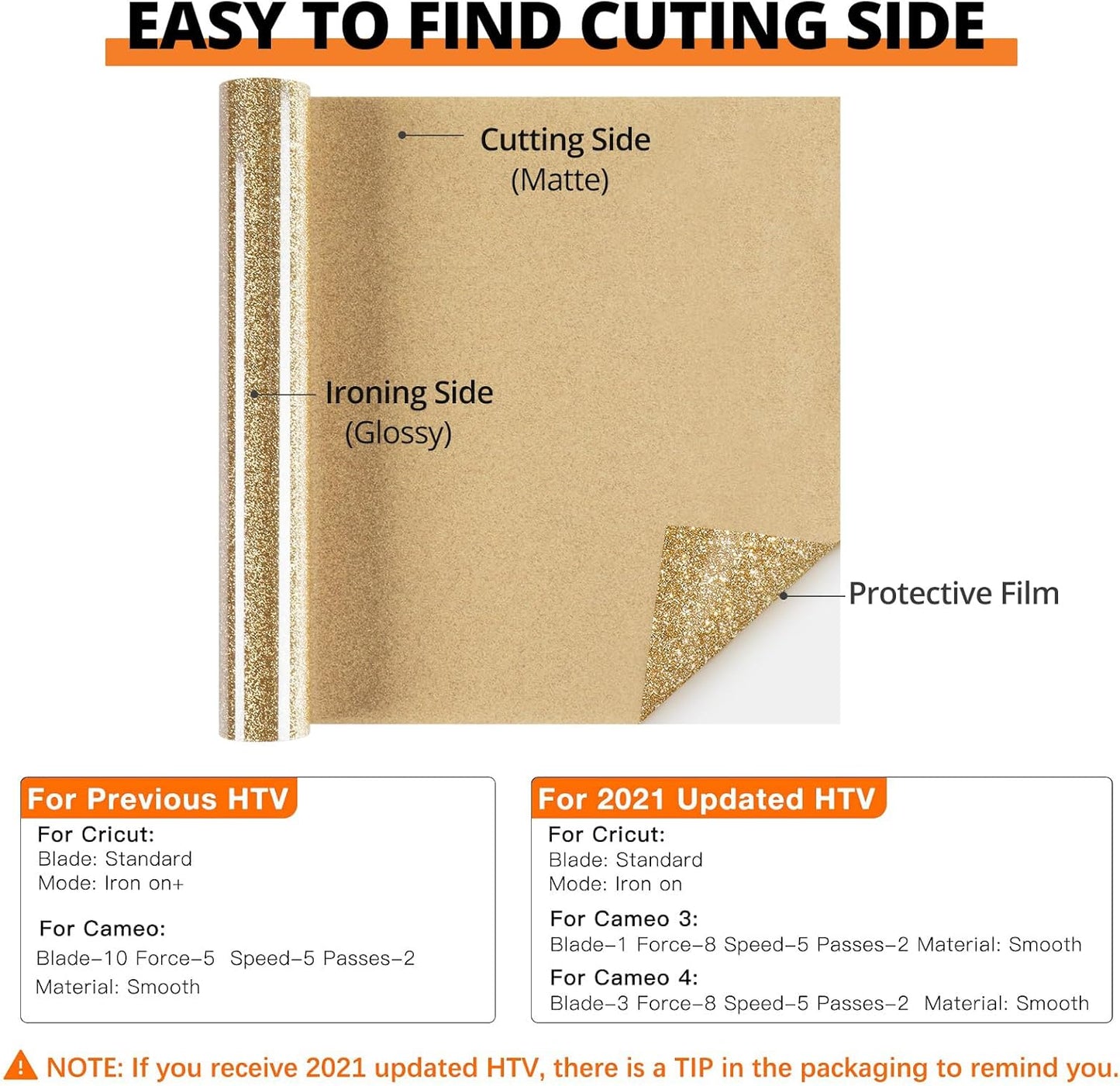 HTVRONT Champagne Glitter HTV Vinyl - 10" x 8ft Light Gold Glitter Heat Transfer Vinyl for T Shirts, Champagne Glitter Iron on Vinyl Compatible with Cricut Cutting Machine (Champagne Gold)