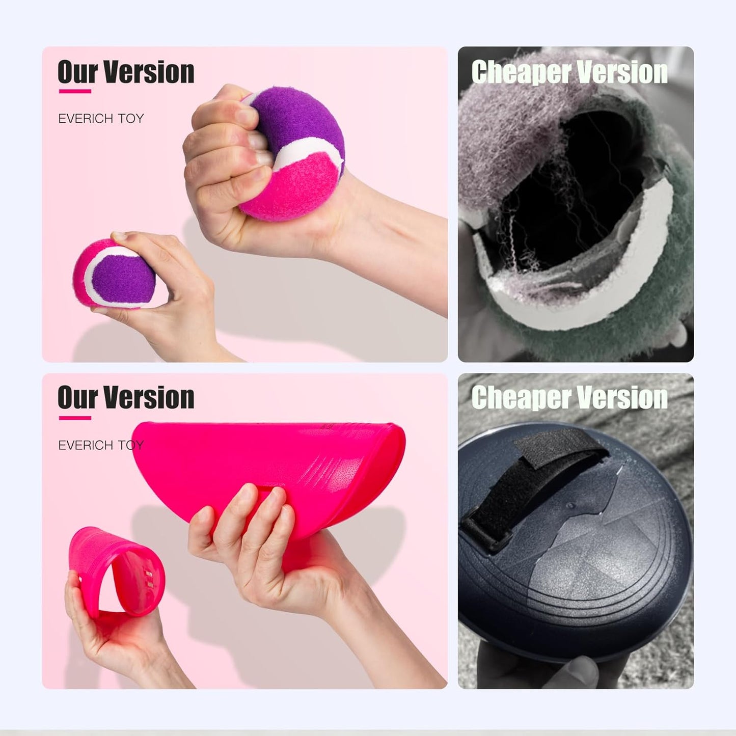 EVERICH Upgraded Toss and Catch Ball Game Set - Indoor and Outdoor Games for Kids 3-12, Beach Sand Pool Water Toy Includes 2 Paddles 2 Sticky Balls, Great Birthday Easter Gifts for Boys Girls