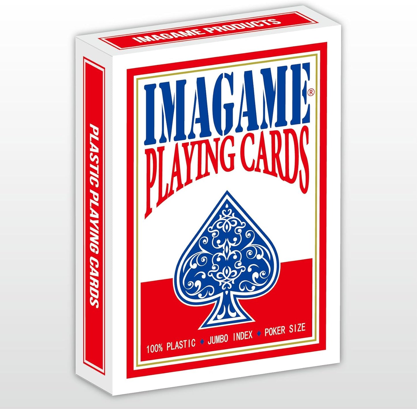 Plastic Playing Cards, Real Poker Size, Casino Quality, Jumbo Index, Exceptional Handing, Waterproof & Washable, Perfect for Texas Hold’em Poker, 1 Red Deck