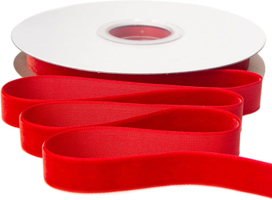 Ribbli Polyester Red Velvet Ribbon,5/8 Inches Continuous10-Yard Spool,Christmas Ribbon for Gift Wrapping,Floral Bouquets, Home Decor