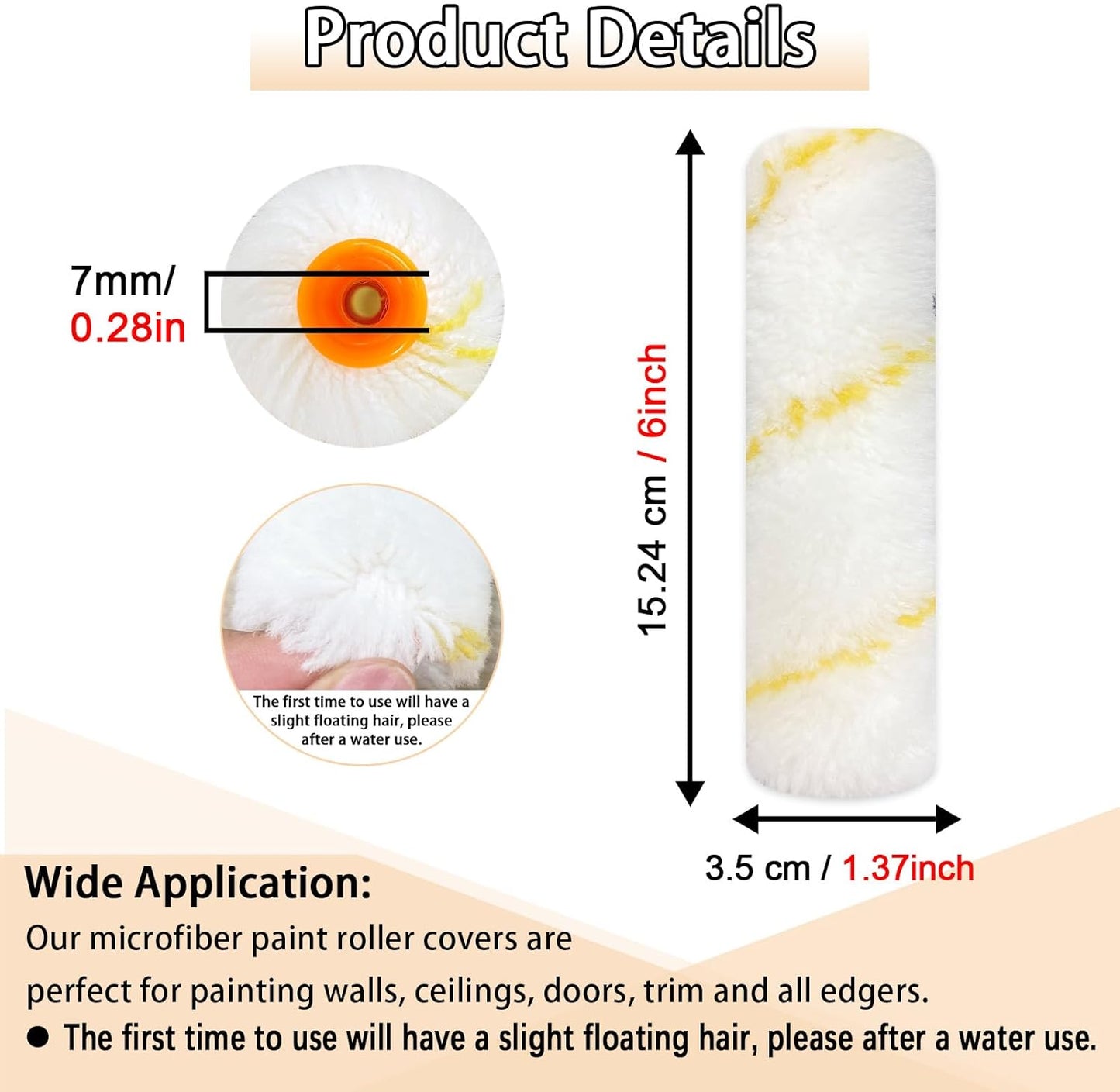 10 Pieces Paint Roller Cover, 6 inch Microfiber Roller Covers, Washable Covers for Roller Frame, House Painting Supplies, Naps for Paint Roller Brush for Painting Walls Ceilings