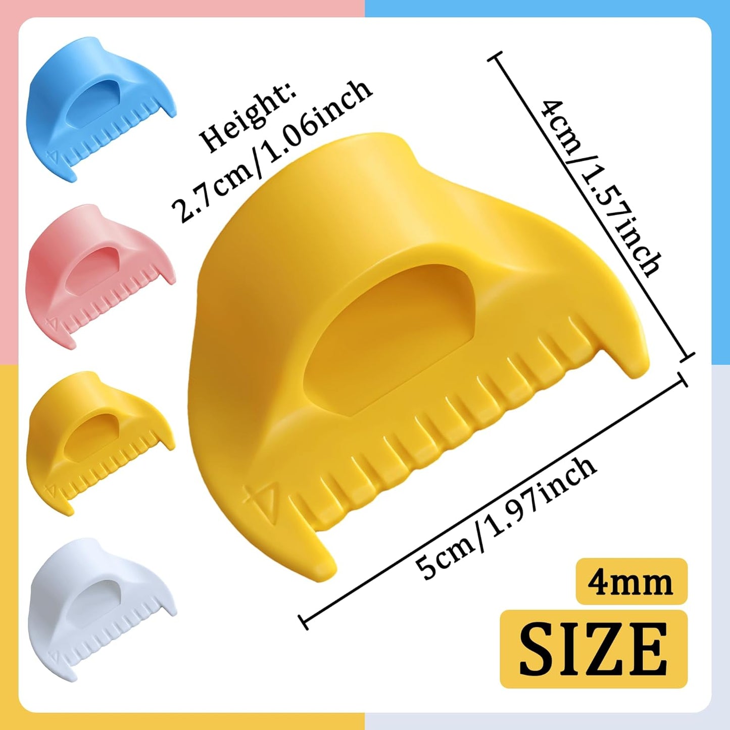 4 PCS 3mm Edge Lock Seam Guide, Mini Sewing Finger Ruler for Hand Sewing, DIY Sewing Kit Tool, Sewing Needle Gauge Measuring Guide, 4 Color