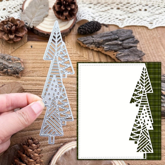 Lapoo Festivals Metal Cutting Die for Scrapbooking - Durable, Cut Stencils for DIY Scrapbook Photo Album Decorative Paper Card, Card Making Supplies, Embossing (Half Christmas Tree 5.2 x 1.4 in)