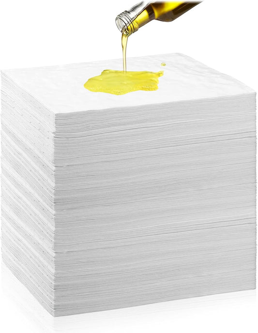 Hoolerry Oil Absorbent Pads Weight Dimpled Pad Garage Accessories Water Absorbent Mat Oil Spill Mat for Absorbing Protecting Home Garage Basement(13.5 x 17.5 Inch,White,100 Pcs)